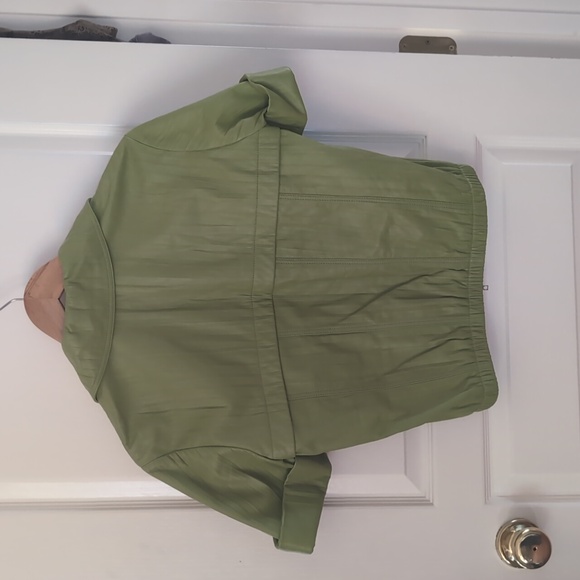 Lafayette 148 New York Lime Green Leather Jacket Size 0 - Picture 4 of 5